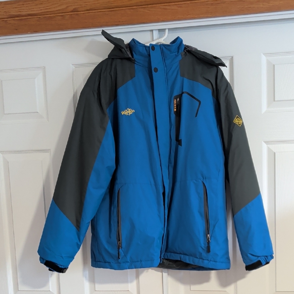 Vibrant Blue and Gray Kids Puffer Jacket